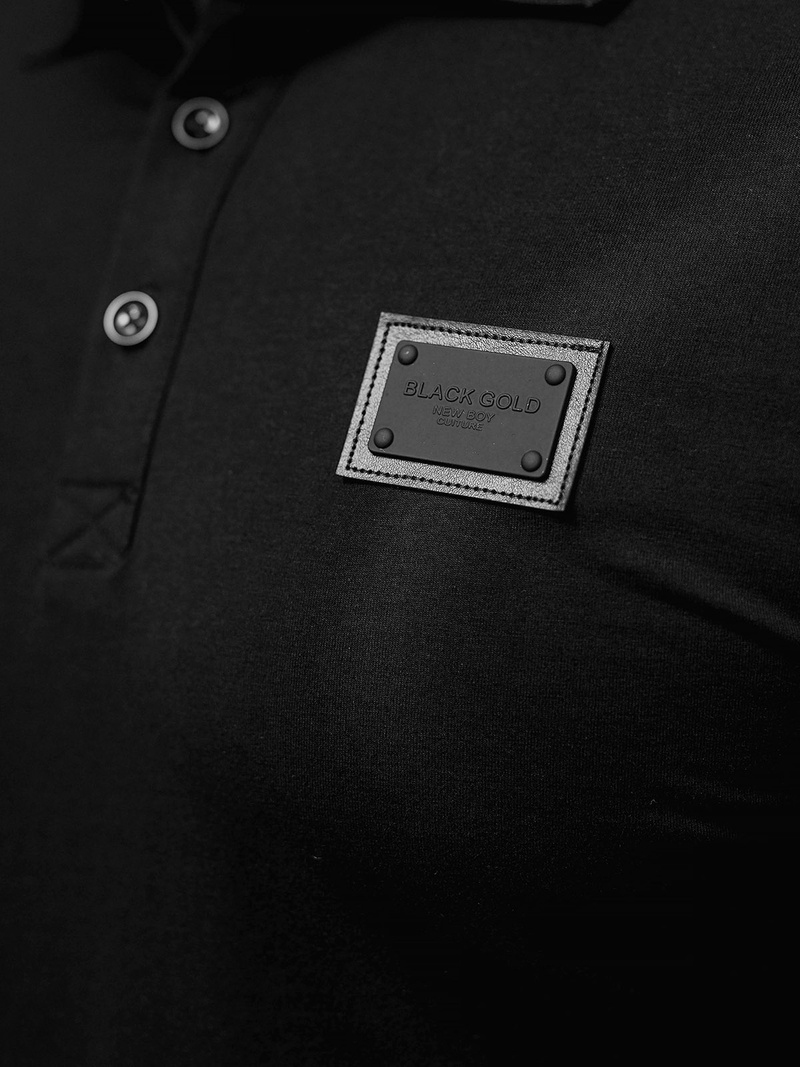 Férfi galléros póló fekete OZONEE NB/MT3018Z