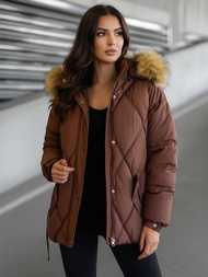 Női téli kabát csokoládé OZONEE JS/5M3329/158Z