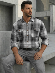 Férfi Ing fekete-fehér OZONEE NB/MC728N/4Z