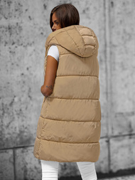 Női hosszú mellény bézs OZONEE O/81266Z