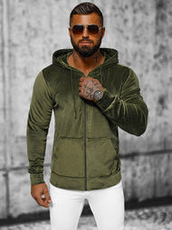 Férfi velúr kapucnis pulóver khaki OZONEE JS/8B1168/29