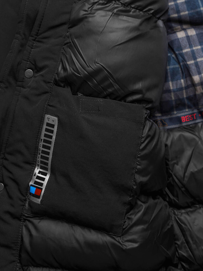 Férfi Steppelt Kabát Fekete OZONEE JS/5M718/392