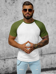 Férfi Póló Fehér-Zöld OZONEE JS/8T82/29Z