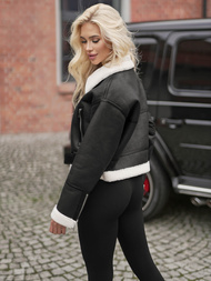 Női Bőrdzseki Fekete OZONEE JS/11Z8256Z