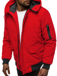 Férfi téli kabát piros OZONEE JS/2019005