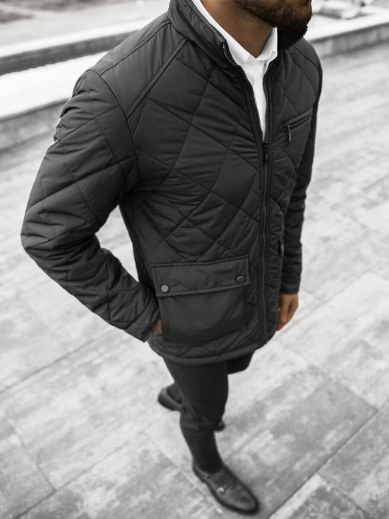 Férfi átmeneti kabát fekete OZONEE JS/22M11/1