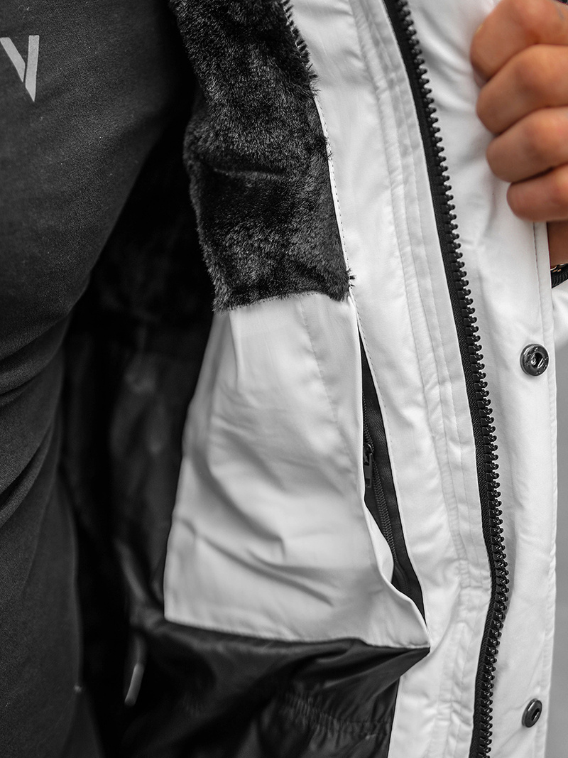 Férfi Steppelt Kabát Fehér OZONEE O/M798