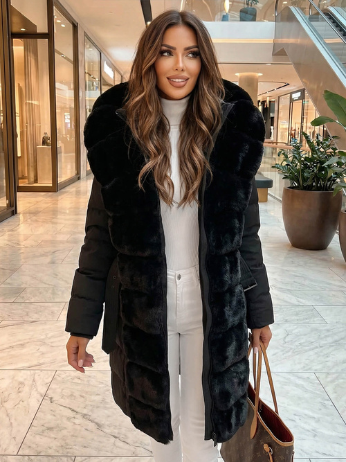 Női téli kabát fekete OZONEE JS/5M3158/392Z