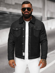 Férfi farmer dzseki SHERPA fekete OZONEE NB/MJ533NZ