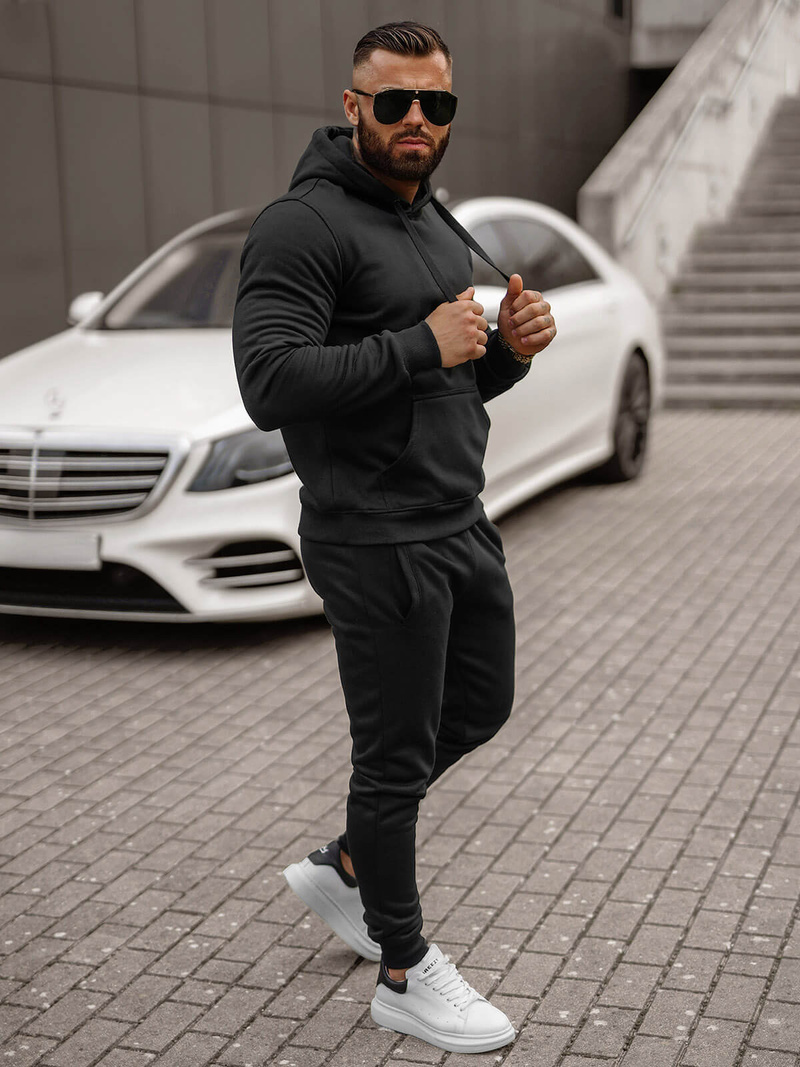 Férfi melegítő együttes Fekete OZONEE JS/68C10381/3Z