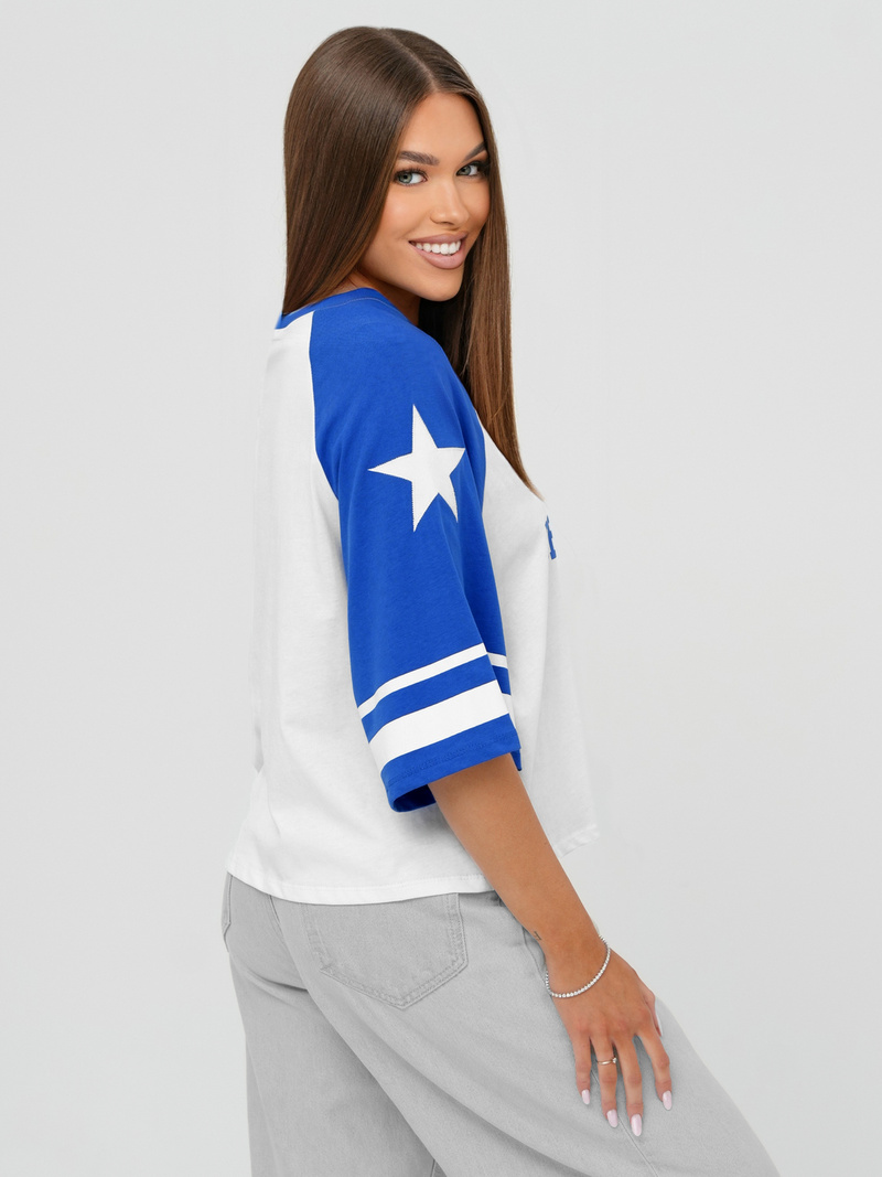 Női polo fehér-kék OZONEE JS/R62493