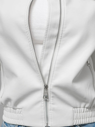 Női Bőrdzseki Fehér OZONEE O/G116