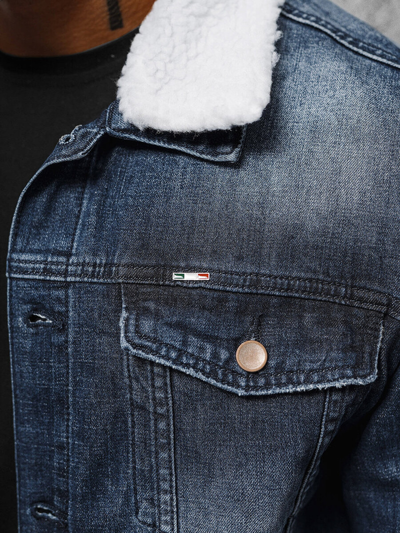 Férfi Farmer Dzseki SHERPA Sötét-Kék OZONEE NB/MJ516BSZ