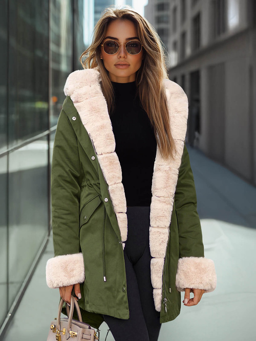 Női téli kabát zöld OZONEE JS/M763/136Z