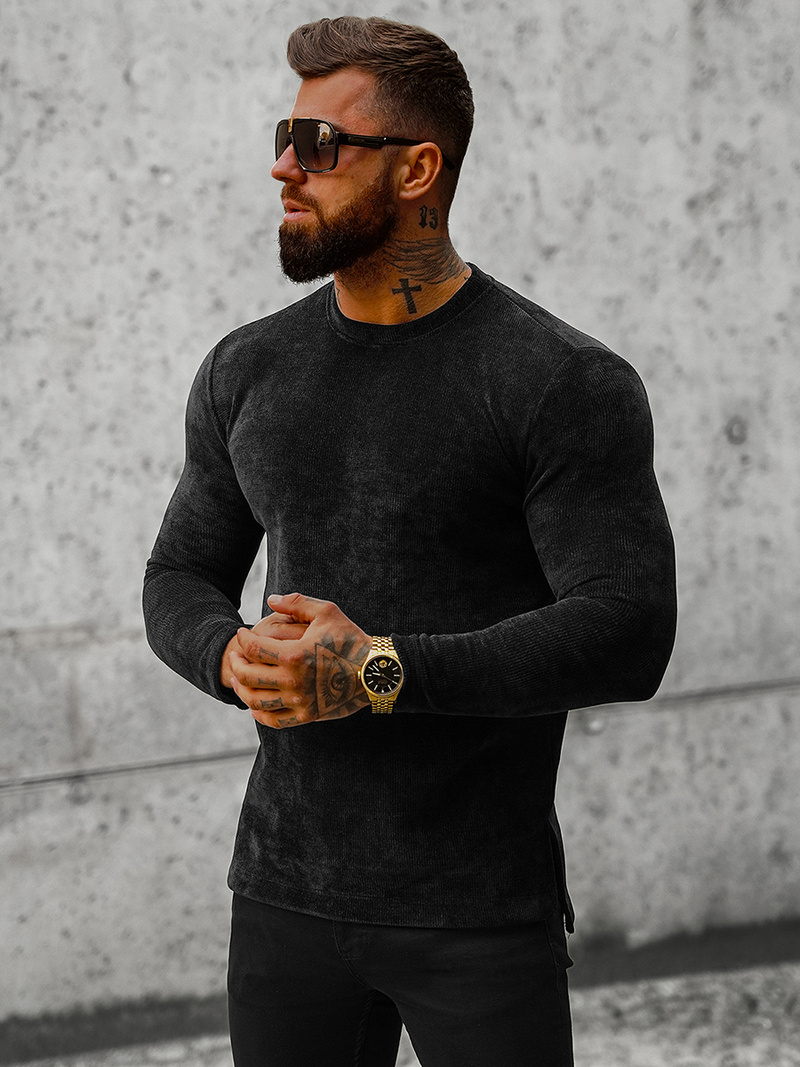 Férfi pulóver Fekete OZONEE O/D7289