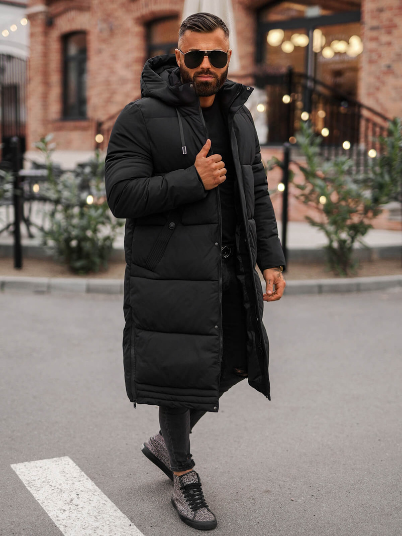 Férfi téli kabát fekete OZONEE JS/19M1290/392