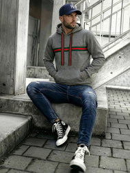 Férfi kapucnis felső grafit OZONEE JS/8B1735/5Z