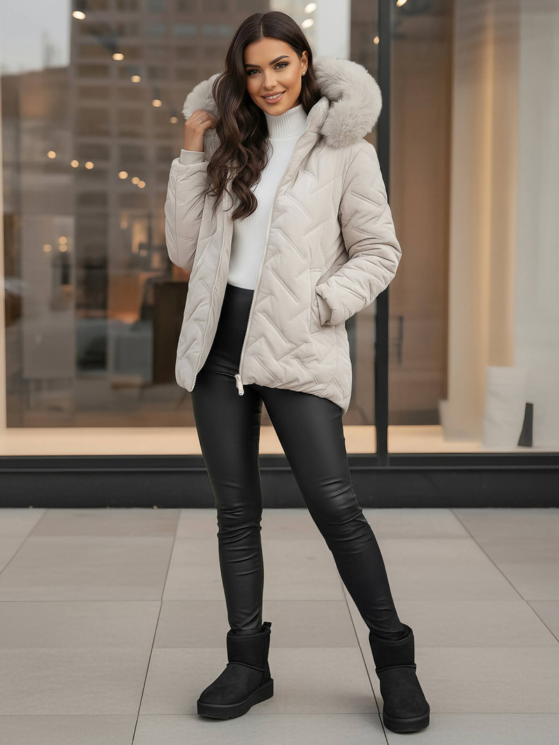 Női téli kabát Világos-Szürke OZONEE JS/16M9296/280Z