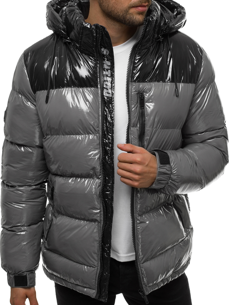 Férfi steppelt téli kabát szürke OZONEE N/6462