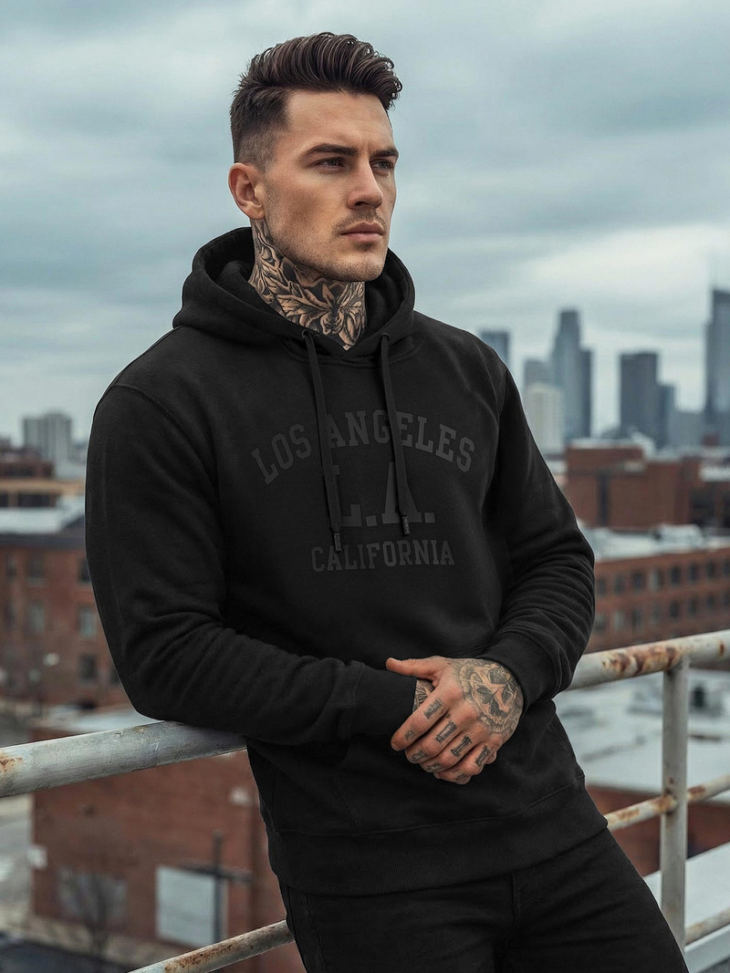 Férfi kapucnis felső fekete OZONEE JS/8B1972/3