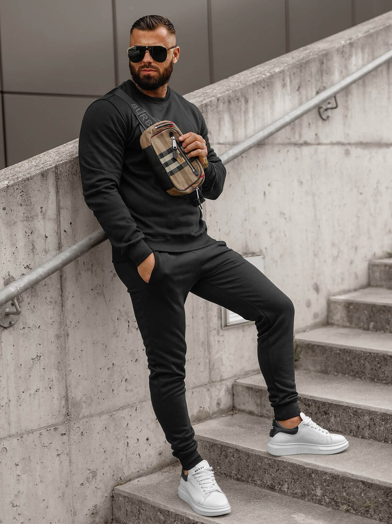 Férfi melegítő együttes Fekete OZONEE JS/68C10380/3Z