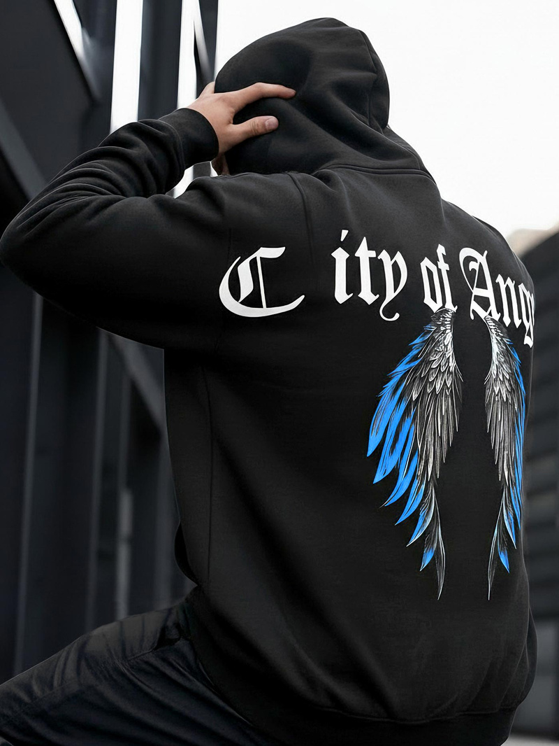 Férfi kapucnis felső fekete OZONEE JS/21B1901/3