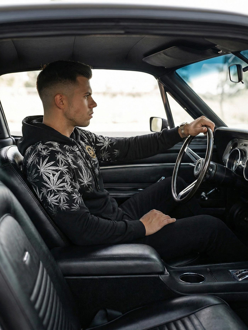 Férfi kapucnis pulóver fekete OZONEE O/B272Z