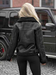 Női bőrdzseki fekete OZONEE JS/61M8501/392BZ