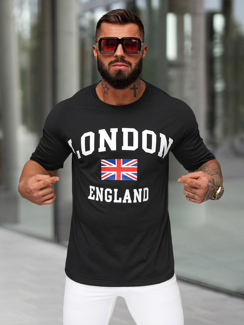 Férfi Póló Fekete OZONEE JS/8B1373/3