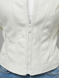 Női Bőrdzseki Ecru OZONEE JS/11Z8127