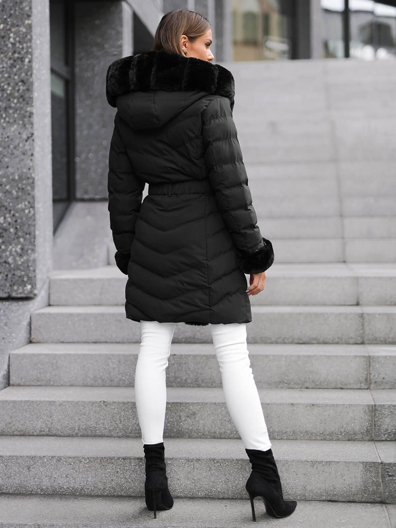 Női téli kabát fekete OZONEE JS/5M3156/392