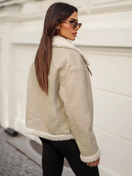 Női Bőrdzseki Bézs OZONEE JS/11Z8178