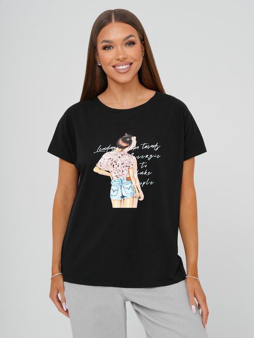 Női polo fekete OZONEE JS/95T2573/3