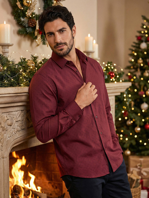 Férfi Ing Bordó OZONEE V/V182Z