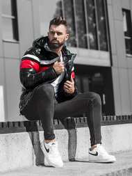 Férfi steppelt téli kabát fekete OZONEE N/6463