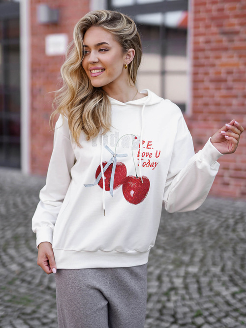 Női kapucnis pulóver Fehér OZONEE JS/8B856/1