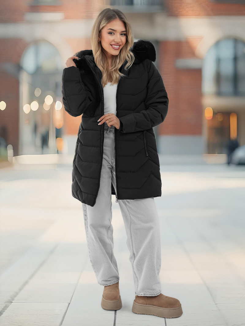 Női téli kabát fekete OZONEE JS/16M9121/392Z