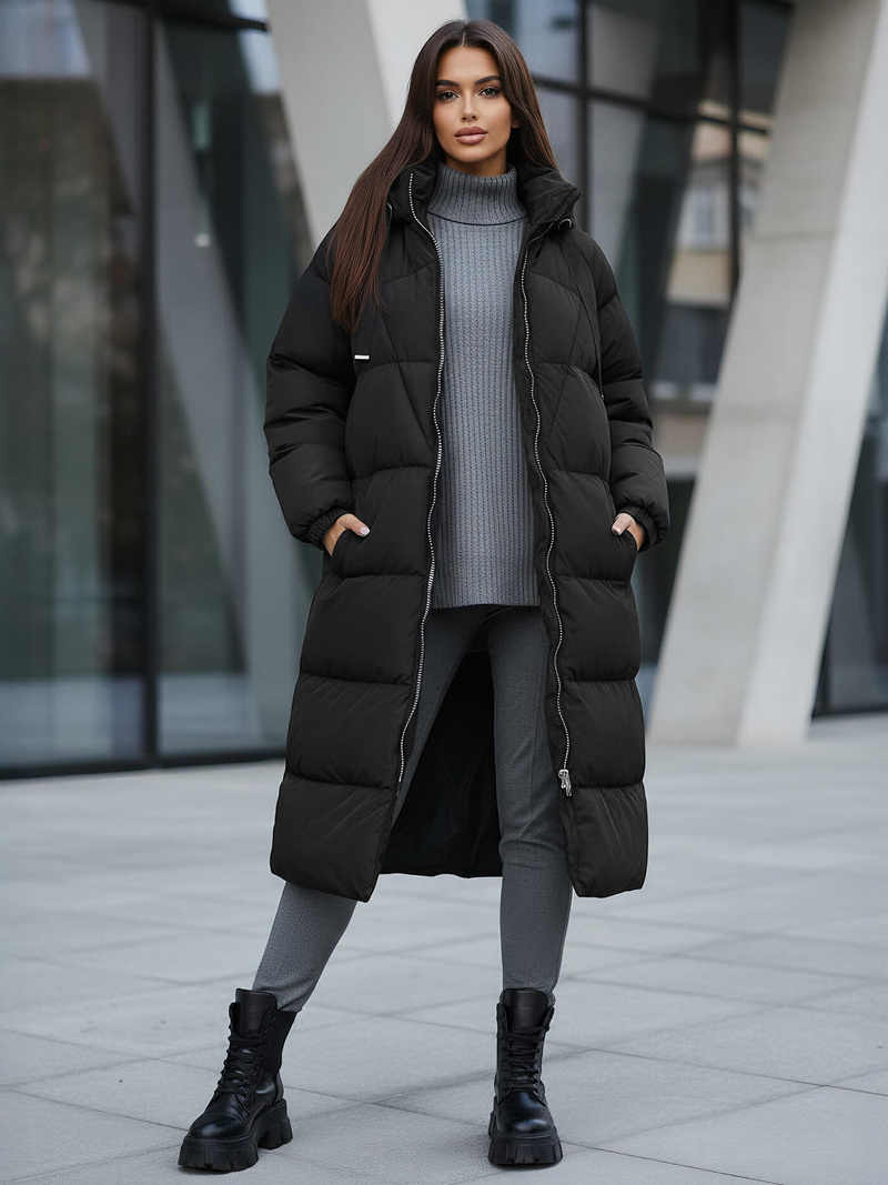 Női téli kabát fekete OZONEE JS/5M3163/392Z