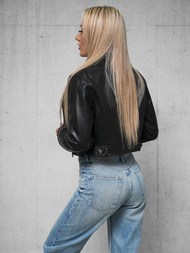 Női Bőrdzseki Fekete OZONEE JS/11Z8128