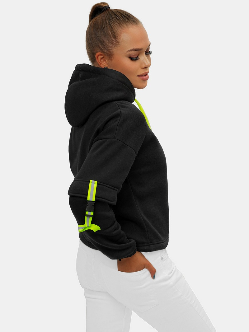 Női kapucnis pulóver fekete OZONEE JS/B26031Z