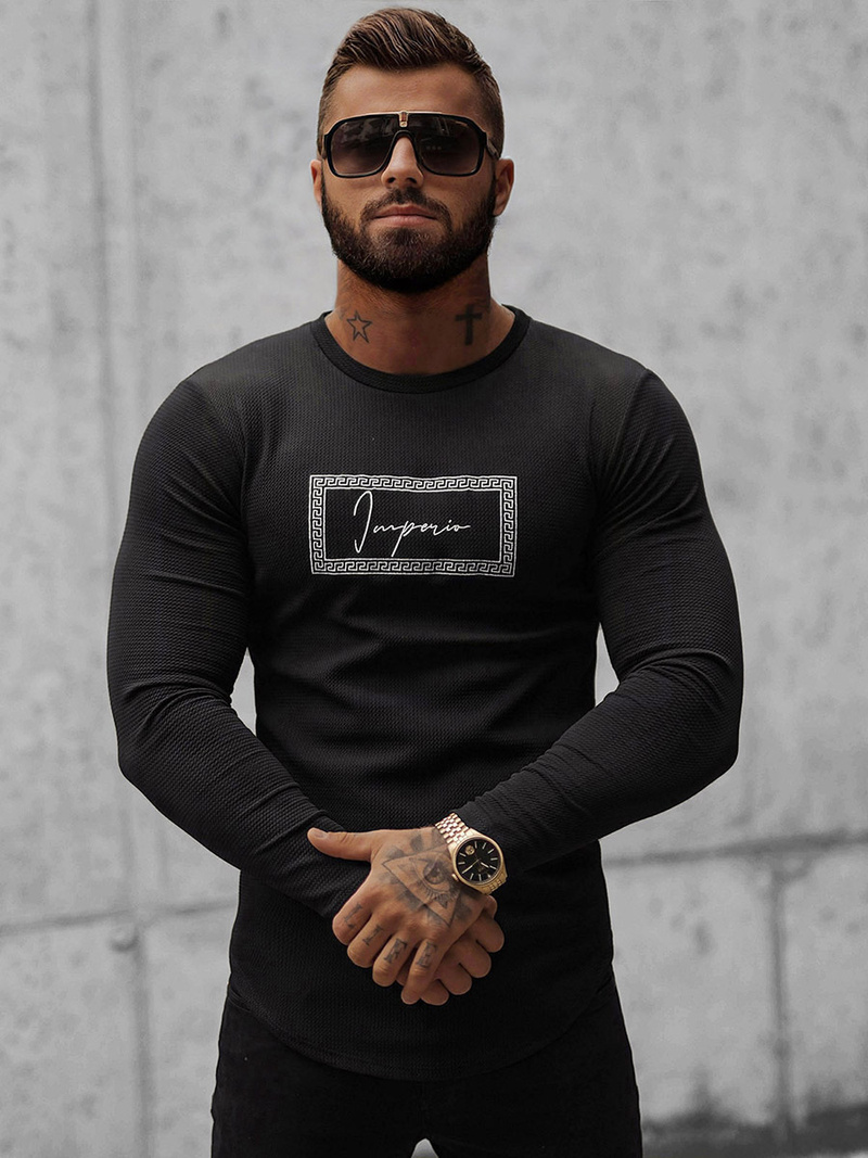 Férfi Pulóver Fekete OZONEE O/D7192