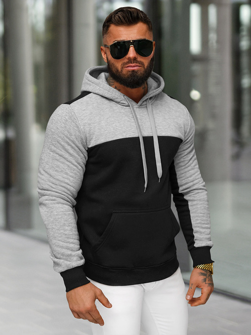 Férfi kapucnis felső fekete OZONEE JS/8B1307/3