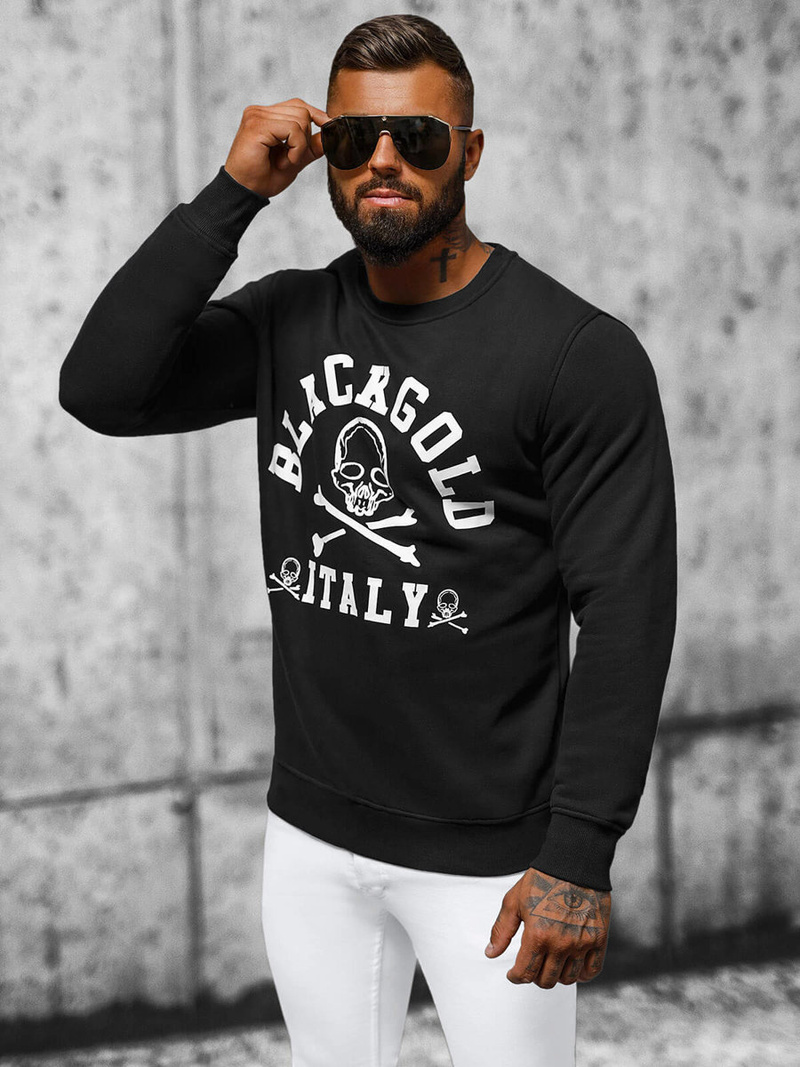 Férfi pulóver fekete OZONEE NB/MF2013