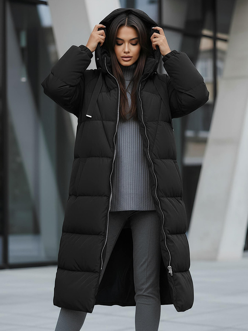 Női téli kabát fekete OZONEE JS/5M3163/392Z