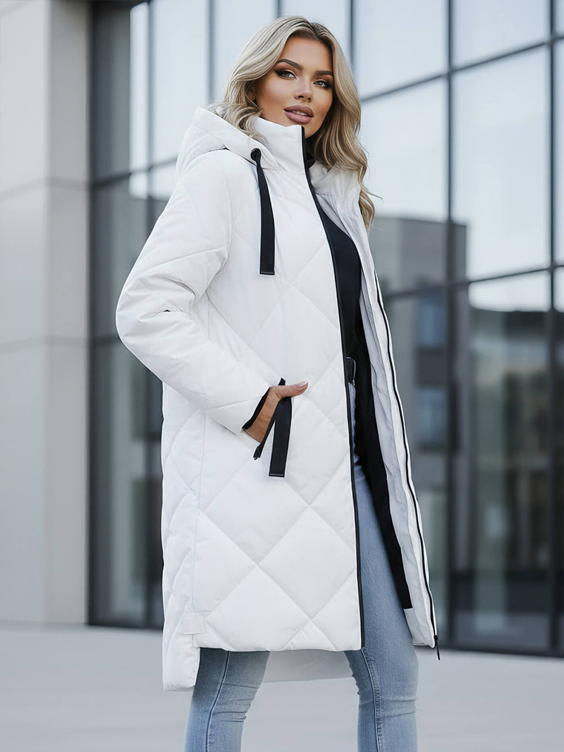 Női téli kabát fehér OZONEE JS/5M3168/281Z