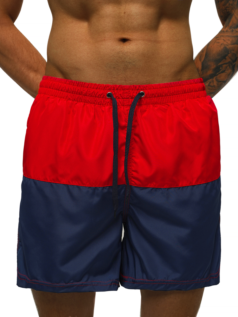 Férfi fürdőnadrág piros és sötétkék OZONEE JS/HM062