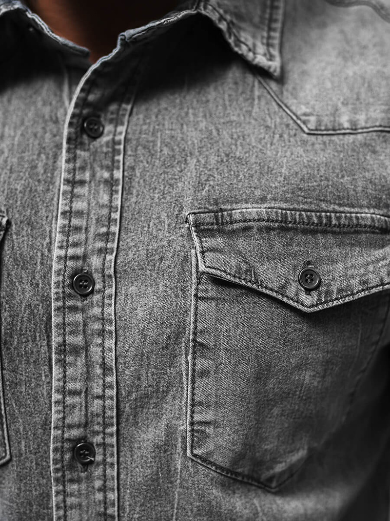 Férfi Farmer Ing Szürke OZONEE NB/MC710G