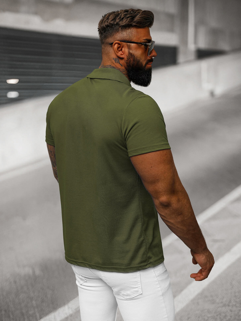 Férfi galléros póló zöld OZONEE JS/8T80/29Z