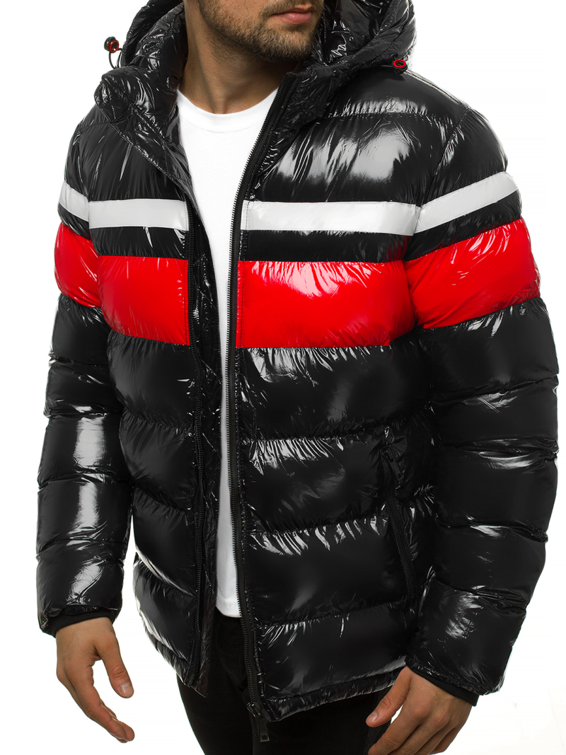 Férfi steppelt téli kabát fekete OZONEE N/6463