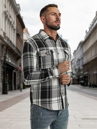 Férfi Ing fekete-fehér OZONEE NB/MC728N/3